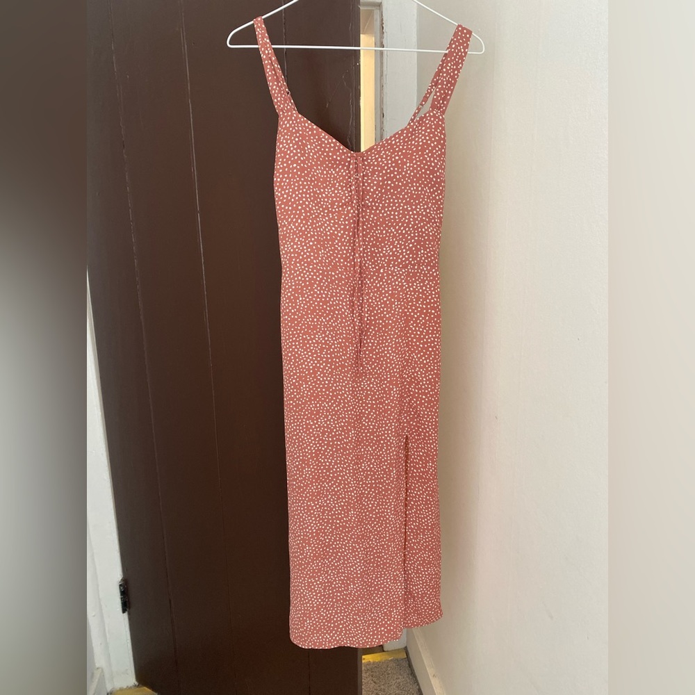 Abercrombie and Fitch Polka Dot Midi Dress Size: Small Color: Pink